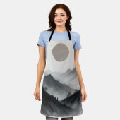 Zwart-wit berglandschap schort (Gedragen)