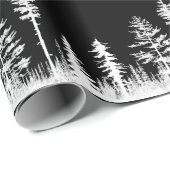 Zwart-wit besneeuwd winterbos groot cadeaupapier (Rol Hoek)