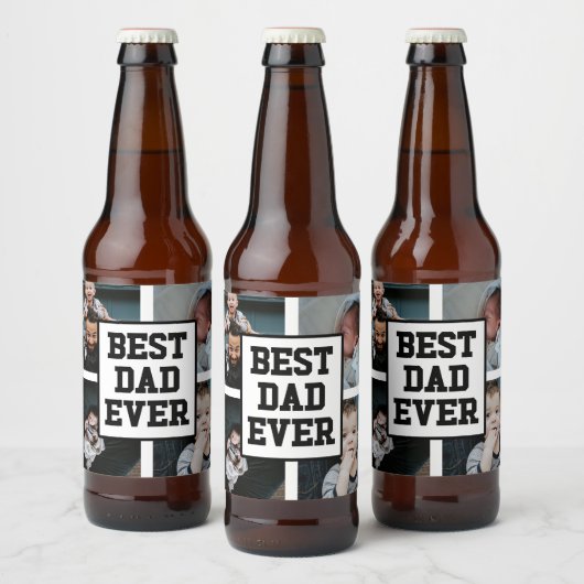 Zwart wit Beste pap ooit Aangepast Foto Afbeelding Bier Etiket (Flessen)