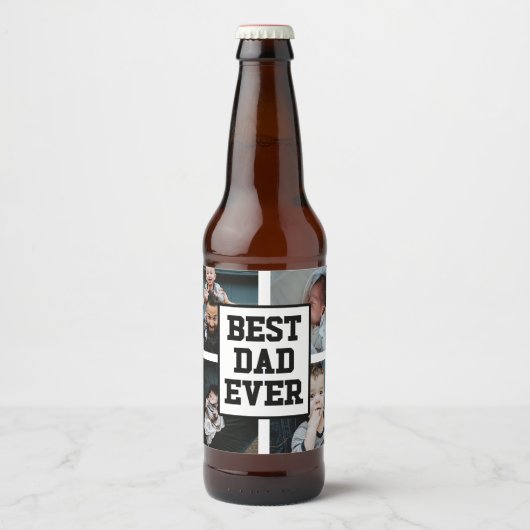 Zwart wit Beste pap ooit Aangepast Foto Afbeelding Bier Etiket (Voorkant)