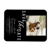 Zwart & Wit Bewaar de datum Foto Bruiloft Magneet (Horizontaal)