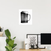 Zwart & Wit Bier Mok Poster Print (Thuiskantoor)