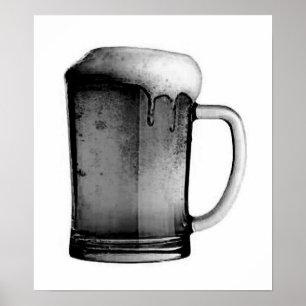Zwart & Wit Bier Mok Poster Print