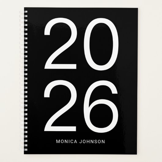 Zwart-wit Big Year Numbers Planner (Voorkant)
