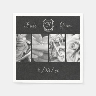 Zwart & Wit Biker Huwelijk Custom Papieren servett Servet