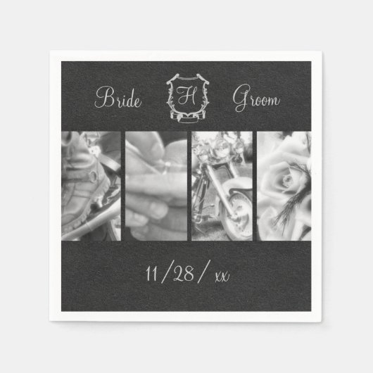 Zwart & Wit Biker Huwelijk Custom Papieren servett Servet (Voorkant)