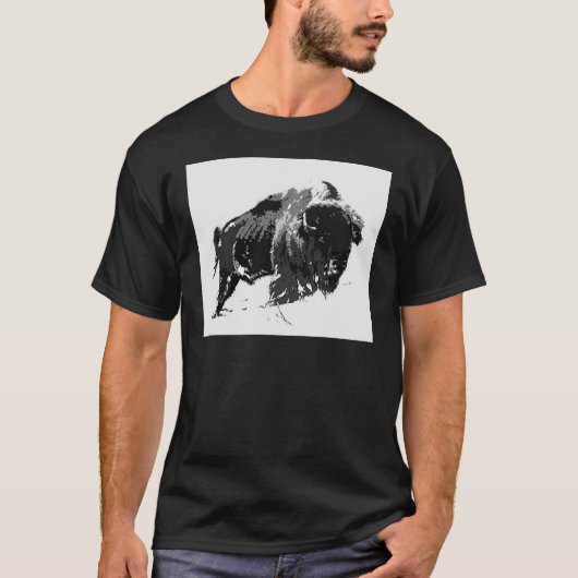 Zwart-wit Bison/buffalo T-shirt (Voorkant)