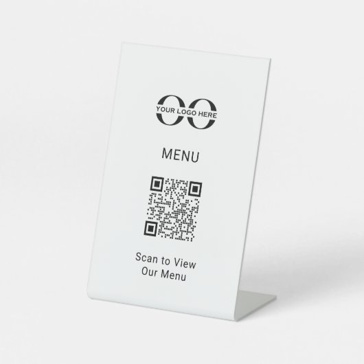Zwart Wit Bistro QR Code Reclamebord Met Voetstuk (Voorkant)