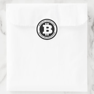 Zwart-wit Bitcoin-symbool Aangepast bericht Ronde Sticker