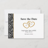 Zwart wit blad omtrek accent rand save the date (Voorkant)