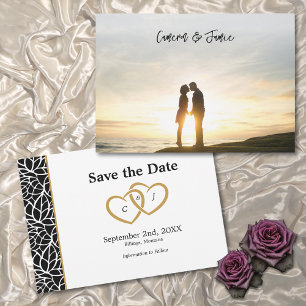 Zwart wit blad omtrek accent rand save the date