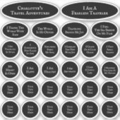 Zwart-wit blad van 30 reisbevestigingen sticker (Voorkant)