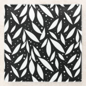 Zwart-wit bladblad glazen onderzetter (Voorkant)