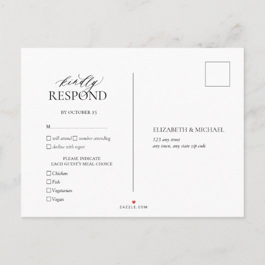 Zwart-wit bladerbloemmonogram Datum wijzigen Uitnodiging Briefkaart (Achterkant)