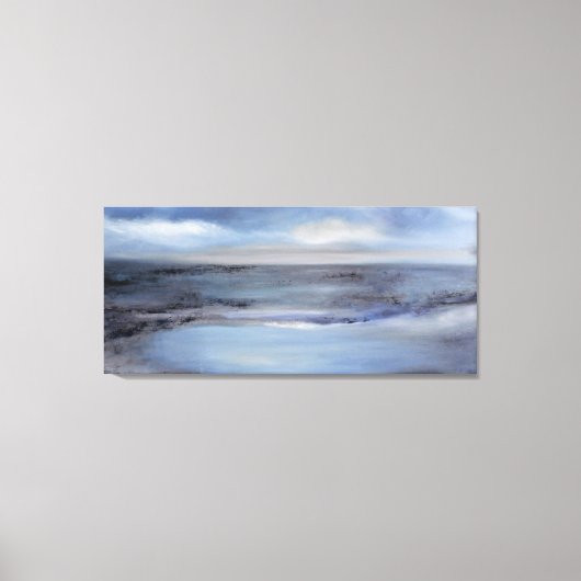 Zwart Wit Blauw Abstract Zeegezicht Canvas Afdruk (Voorkant)