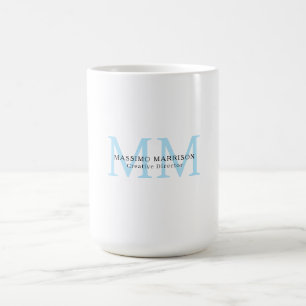 Zwart Wit Blauw Minimalistisch Professioneel Monog Koffiemok