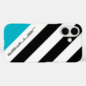 Zwart, Wit, Blauw Modern Stripe, Naam Case-Mate iPhone Case (Achterkant (horizontaal))