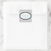 Zwart Wit Blauw Polka Dot Snoep Buffet Bruiloft Vierkante Sticker (Tas)