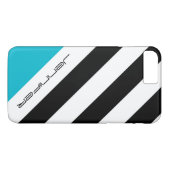 Zwart, wit, blauw streep, naam, minimalistisch Case-Mate iPhone case (Achterkant (Horizontaal))