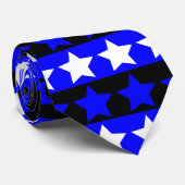 Zwart, wit, blauw Striped Star-Stropdas Stropdas (Opgerold)