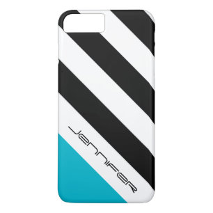 Zwart, Wit, Blauwe Streep, Naam, Minimalistisch iPhone 8 Plus / 7 Plus Hoesje