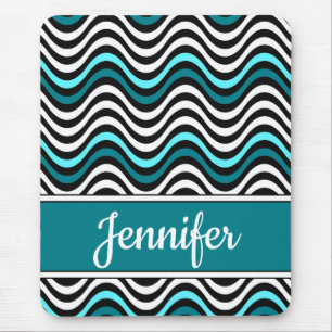 Zwart-wit Blauwgroen gebold avy Stripes Muismat