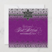 Zwart-wit, blik zilver, vet Mitzvah Invite Kaart (Voorkant)