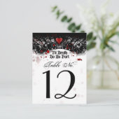 Zwart Wit Bloed Splatter Til Death Tafel Nummer Briefkaart (Staand voorkant)