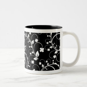 zwart-wit bloem tweekleurige koffiemok