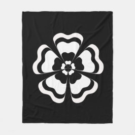 Zwart Wit Bloem Vorm Monogram Fleece Deken