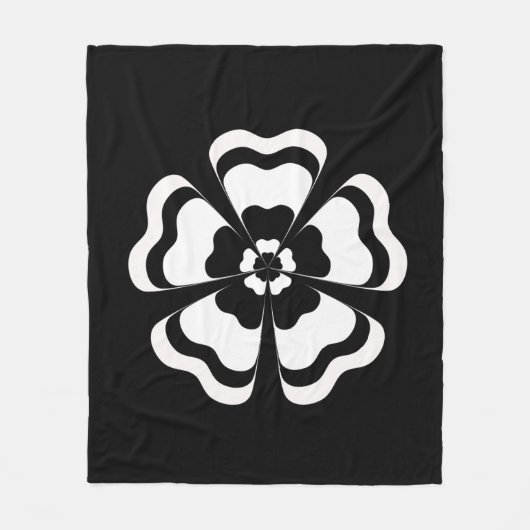 Zwart Wit Bloem Vorm Monogram Fleece Deken (Voorkant)