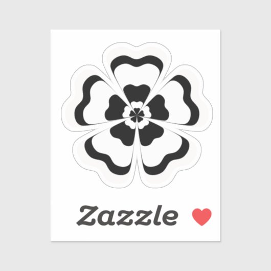 Zwart Wit Bloem Vorm Monogram Sticker (Vel)