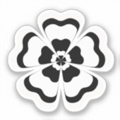 Zwart Wit Bloem Vorm Monogram Sticker (Voorkant)