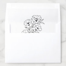 Zwart-wit Bloemen A7 Envelop Liner