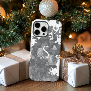 Zwart-wit Bloemen Artistieke Gepersonaliseerde Gif iPhone 16 Pro Max Hoesje