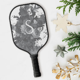 Zwart-wit Bloemen Artistieke Gepersonaliseerde Gif Pickleball Paddle