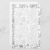Zwart-wit bloemen briefpapier (Voorkant / Achterkant)