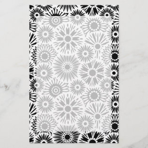 Zwart-wit bloemen briefpapier