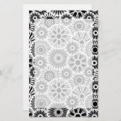 Zwart-wit bloemen briefpapier (Voorkant / Achterkant)