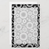 Zwart-wit bloemen briefpapier (Voorkant / Achterkant)