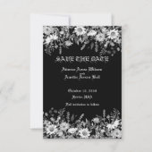 Zwart-wit bloemen bruiloft save the date (Voorkant)