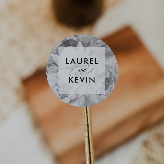 Zwart & Wit Bloemen Bruiloft Stickers