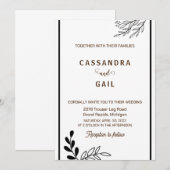 Zwart-wit bloemen bruiloft uitnodiging (Voorkant / Achterkant)