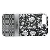Zwart & Wit Bloemen Damasks & Geometrisch Patroon  Case-Mate iPhone Case (Achterkant (Horizontaal))