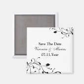 Zwart & Wit Bloemen Decal Save The Date Magnet Magneet (Voorkant / Achterkant)