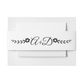 Zwart-wit bloemen en initialen bruiloft uitnodigingen wikkel (Voorkant Voorbeeld)