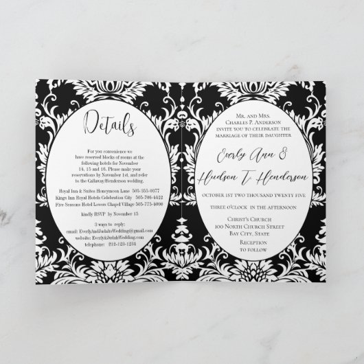 Zwart & Wit Bloemen Foto Huwelijk Tweevoudig (Binnen)