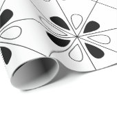 Zwart-wit bloemen geometrisch cadeaupapier (Rol Hoek)