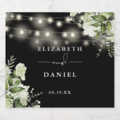 Zwart-wit Bloemen groen licht bruiloft Bier Etiket (Enkel label)