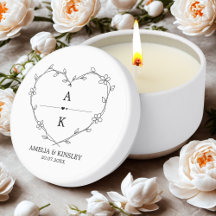 Zwart Wit Bloemen Hart Modern Monogram Huwelijk